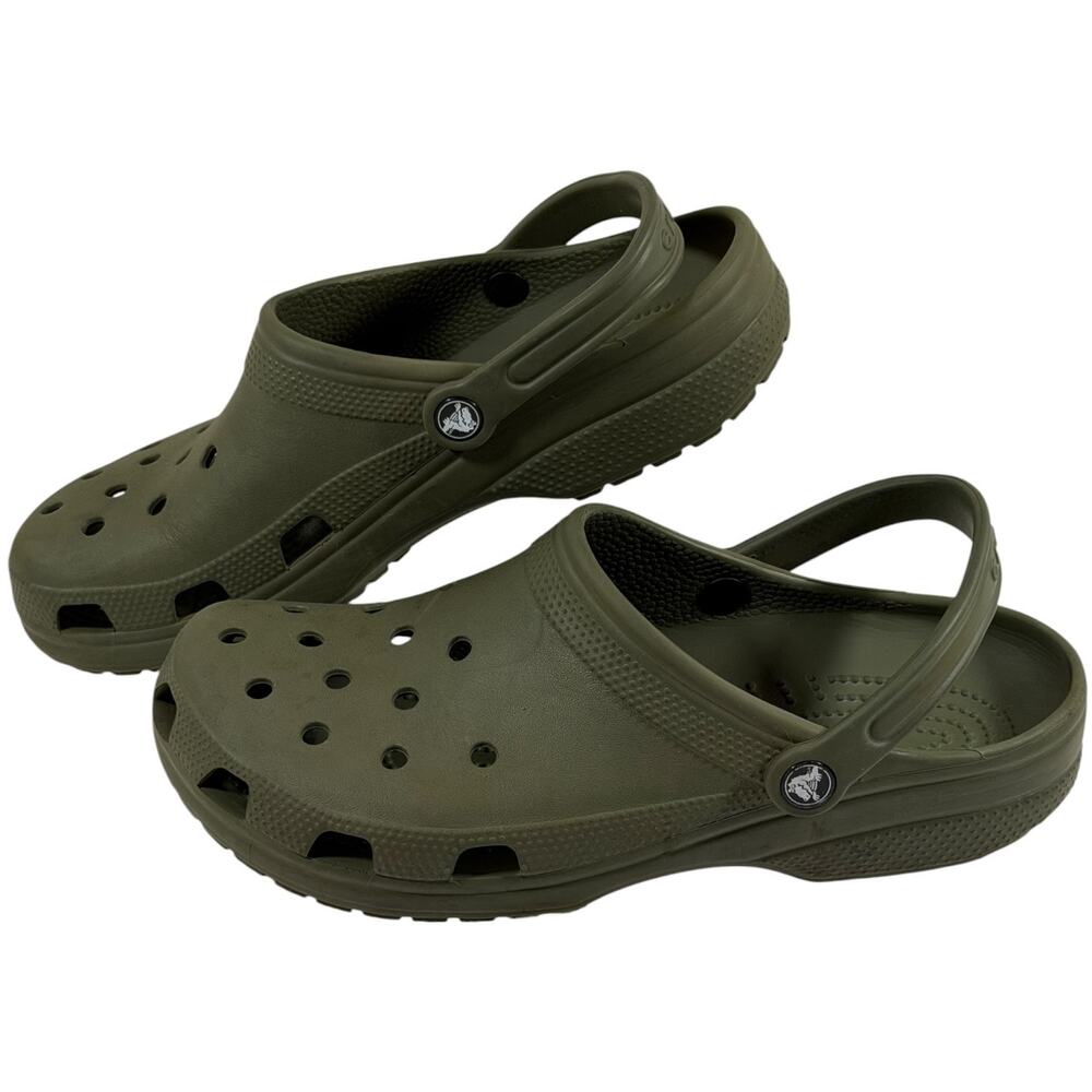 Crocs Classic Clogs, Mens 10, Olive Green, Slip On, Lightweight, Comfort Shoes